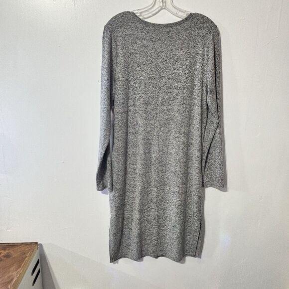 Lucky Brand Round Sweater Dress Charcoal Grey Sz Large Knee Length Fall NEW - Picture 2 of 9